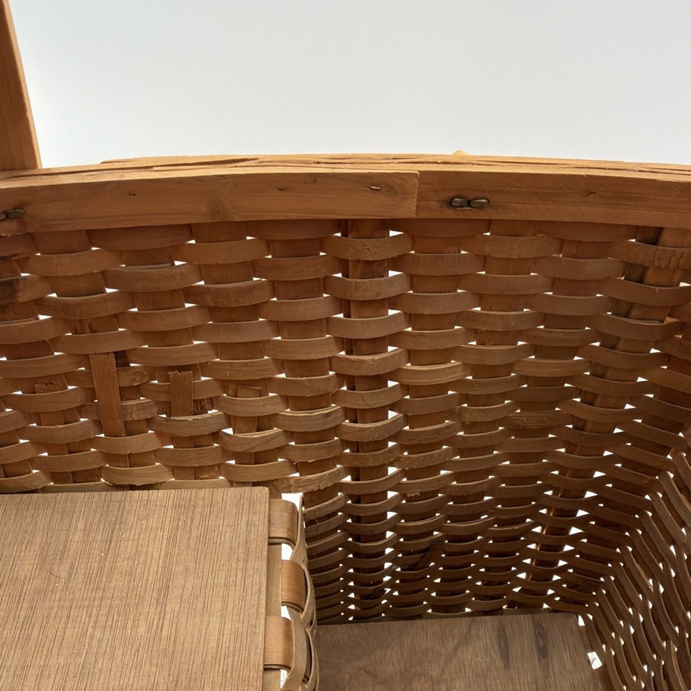 Wood Stair Step Basket Rustic Woven Cottage Farmhouse Storage Decorative - Picture 7 of 9